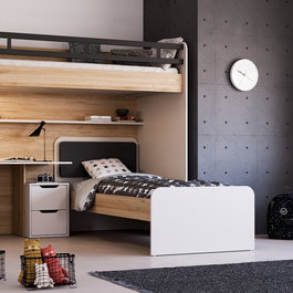 Hanah Home Cama Individual Crema y Roble